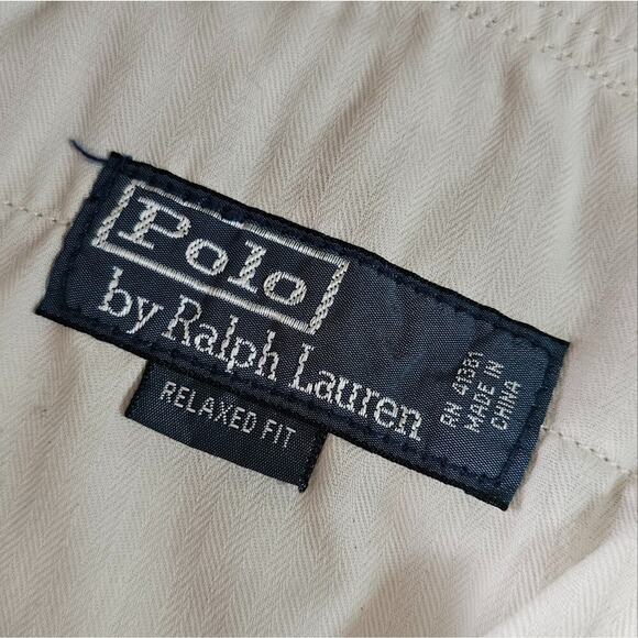 VTG Polo Ralph Lauren Drill Khaki Short 36 Cargo Utility Canvas Y2K Military - Picture 3 of 11